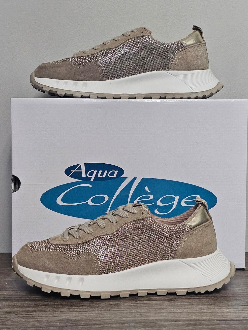 Aqua College Women's Luster Lace Up Low Top Sneaker Size 8 Sand Multi NWT